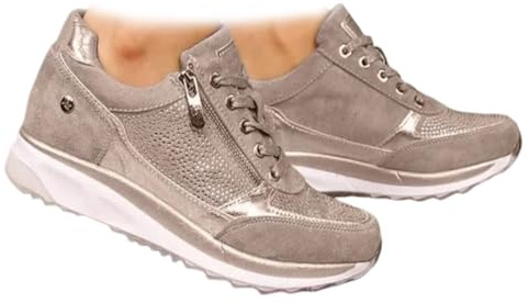 Zapatillas Ortopédicas Chllo Deportivas para Mujer con Soporte para El Arco, Cómodas Antideslizantes (Beige, 37)