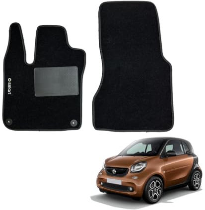 W-Parts Serie 2 Fußmatten - Schwarze Teppichmatten für Smart Fortwo 453 ab 2014