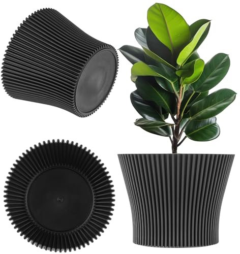 KADAX - Vaso per fiori in plastica, vaso da fiori dal design moderno, vaso per piante da interno, vaso per erbe aromatiche per interni ed esterni (Nero, 17 cm)