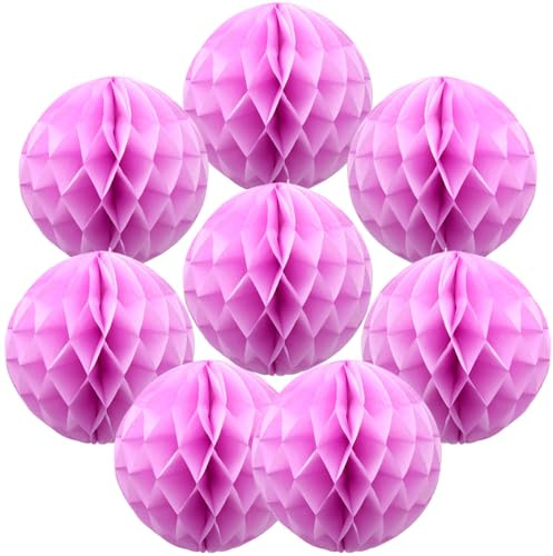 Yosawo 8 bolas de papel de panal de abeja, decoración para cumpleaños, bodas, fiestas, decoración (ZQ/rosa)