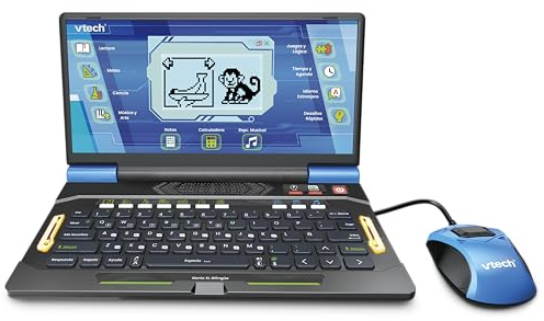 VTech - Genio XL Bilingue Spagnolo-Inglese, Computer Interattivo, Giocattoli Elettronici +5 Anni, 164 attività Educative, Tastiera QWERTY, Mouse, Giochi, Musica, Scienza, Versione ESP