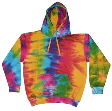 D&H CLOTHING UK Premium Adult Unisex Premium XS-6XL Pullover Heavy Blended Hooded Fleece Jumper Work Wear Sweatshirt Hoodies Top Plain BNW Unisex tie dye S RAINBOW SPLASH