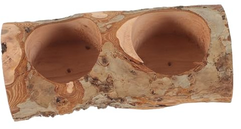 NOLITOY Gamelle pour Hamster en Bois Naturel Horizontal à Double Ouverture, Bol Alimentaire Stable et Lavable, Adapté aux Petits Rongeurs comme Chinchillas et Cochons D’Inde, Accessoires
