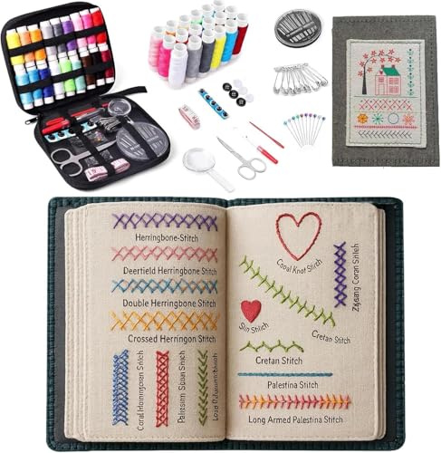 ZFFAFUR 2026 New Embroidery Stitch Book Kit Complete Portable Sewing Set with Tools & Tutorial, Step-by-Step Guide for Beginners & Craft Lovers,Ideal Beginner Craft Gift