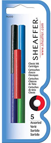 Sheaffer Skrip Fountain Pen Classic Ink Cartridge - Pack of 5, Assorted Colors