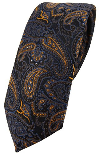 TigerTie - stretto cravatta - marrone bronzo oro blu nero Paisley lavorato