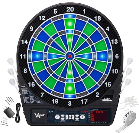 Viper Ion Illuminated Electronic Dartboard, 15.5 in Regulation Target, LED Segments, 48 Games, 8 Players, 6 Darts Included