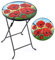 CHRISTOW Bistro Table Glass Top Round Folding Garden Patio Decoration Plant Stand (Painted Poppy)