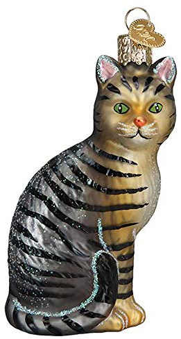 Old World Christmas Ornaments Tabby Cat Glass Blown Ornaments for Christmas Tree