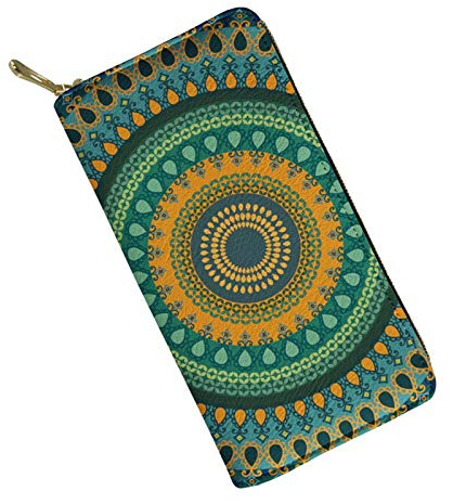 SEANATIVE Modische Geldbörse aus PU-Leder für Damen, leicht, Mandala Ethno (Grün) - 20201007-3