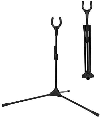 BigKing Archery Bow Stand, Bow Stand, Carbon Recurve Bow Holder, Recurve Bow Compound, Folding Recurve Bow Stand Holder, Archery Straight Bow Stander for Hunting Outdoor Sports(Black)