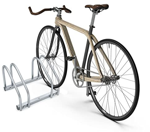 SUSY SHOP Rastrelliera Per 2 Bici Supporto Per Biciclette In Acciaio Cromato per pneumatici 35 a 60 mm, montaggio a parete e pavimento, supporto acciaio, parcheggio_3656