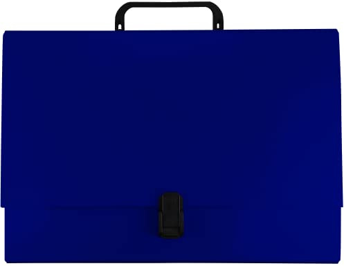 Netuno 1 mallette bleue foncée avec poignée A4 dos 9cm mallette scolaire en carton valisette avec poignée porte-documents avec poignée porte-documents portable pour transport de documents bureau école