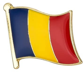 Romania National Flag Metal Enamel Pin Badge – 1.9 x 1.6 cm Romanian Tricolour Lapel Pin – Hard Enamel Finish with Secure Clasp for National Pride, Travel, Events, and Collectors