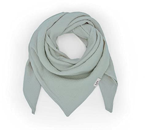 hutch&putch Musselin-Halstuch Baby 45cmx45cm Aquamarine - Dreieckstuch Baby aus Bio Baumwolle - Schal für Babys - weiches, saugfähiges Baby Halstuch für Junge & Mädchen - Geschenkidee