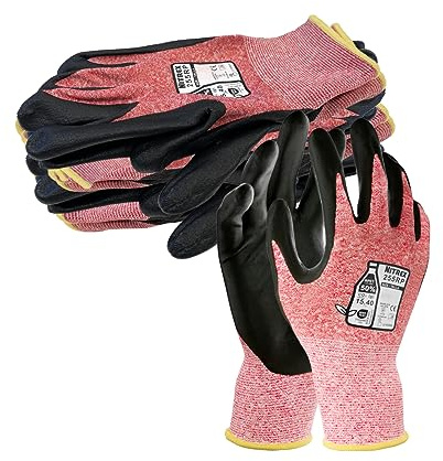 NITREX 255RP Work and Safety Gloves - 5 Pairs - General Handling Gloves - Abrasions and Tearing Protection - Water Based PU Palm Coated – Touchscreen - Mechanical and Industrial Protection - Size 6