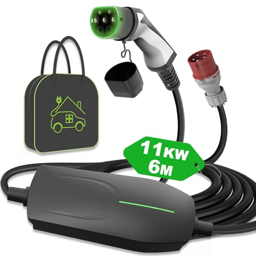 EIDYBOX Cargador Coche Electrico Tipo 2 Cable de Carga Stazioni di Ricarica Portatil Wallbox 11KW 16A Trifasico con Enchufe CEE, 6M con Bolsa, para EV y PHEV, IP66