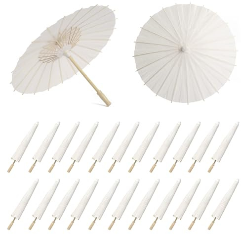 Merkaunis 24 Pcs 33 Inch Paper Umbrellas Chinese Umberlla Decorative DIY Painting Oiled Paper Handmade for Wedding Bridal Party Decor Photo Props