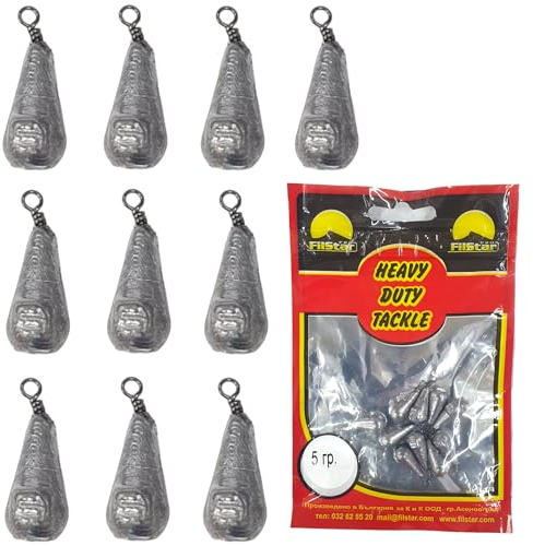 PRO FILSTAR Grundblei Angeln Set 10 x 5g - Blei Angeln mit Wirbel - Angel Bleie Set - Grundangeln - Birnenblei - Blei Gewicht - Angelblei - Fishing Weights - Bleigewichte – Karpfenblei Kit