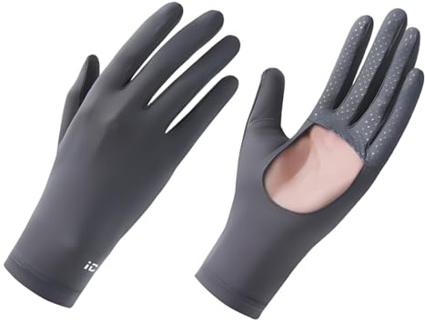 Antcher Guanti da donna con protezione solare UV in seta di ghiaccio, protezione solare, dita intere, touchscreen, antiscivolo, per escursionismo, ciclismo, golf, guida, pesca