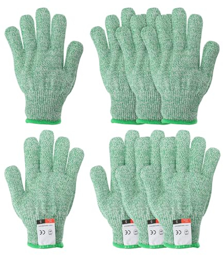 PATIKIL Cut Resistant Gloves, 4 Pair Level 5 Protection Anti Cutting Gloves for Kitchen Wood Carving Working, Medium, Green