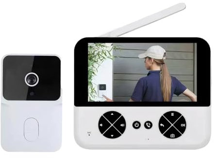 drburpily Enkel installation Trådlös videointercom dörrklocka System ABS dörrklocka med kamera Wifi Trådlös trådlös videodörrklocka, vit