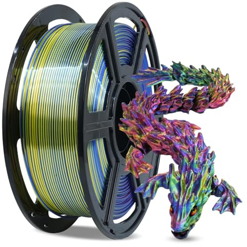 FLASHFORGE Silk Tri-Color PLA Filament 1.75mm, Coextrusion Red Yellow Blue Triple Color Rainbow 3D Printer Filament, Enchanting Silk Finish with 360° Multicolor Shifting Color Effect