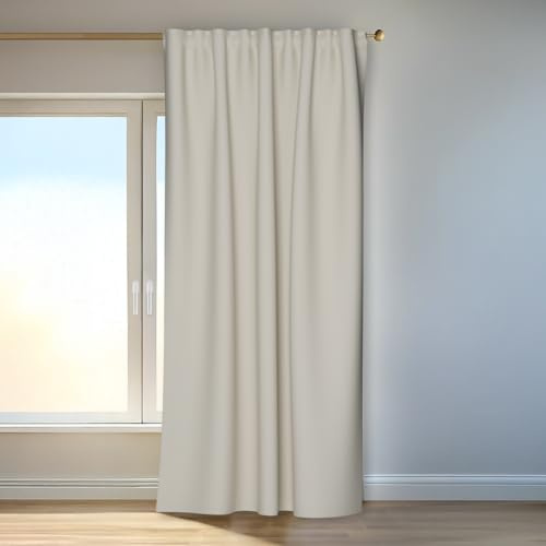 Homing Akustikvorhang Kalin Beige | Schlaufenvorhang inkl. Multifunktionsband | Blickdichter Vorhang Schlafzimmer & Wohnzimmer | Vorhang Blickdicht mit verdeckten Schlaufen | 140x245 cm | 1 STK.