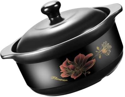 ELAYARD Olla para Hacer Sopa y Guisos de Cerámica Resistente, Cazuela de Barro Diseño Funcional, Capacidad 1,6 Litros, para Cocina Doméstica a Gas y Eléctrica