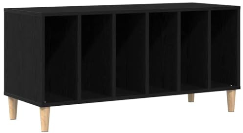 Augerqir Armoire à disques vinyles, aspect chêne noir, 100 x 38 x 48 cm, avec 5 étagères, armoire de salon pour rangement, armoire polyvalente pour livres et ménage, durable et moderne