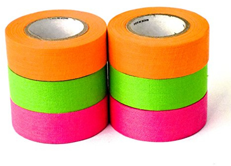 MyLec Sports Tape, Quality Adhesive, Strong Grip Tape & Durable, Breathable Cotton Material, Perfect Bat Tape for Baseball, Tennis or Hockey Sticks(Pack of 6 Assorted Colors-Neon Orange, Green, Pink)