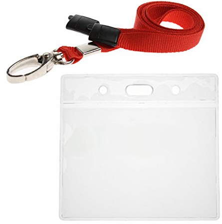 Red ID Card Badge Wallet - Red Lanyard Wallet - Lanyard Neck Strap with Metal Clip & Safety Breakaway Release for Pass Holder - ALG ID Cards®