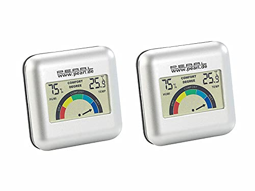 PEARL Wohnraum Thermometer: 2er-Set digitales Hygrometer mit Thermometer mit grafischer Anzeige (Digitales Thermo-Hygrometer, Innenhygrometer, Kühlschrankthermometer)