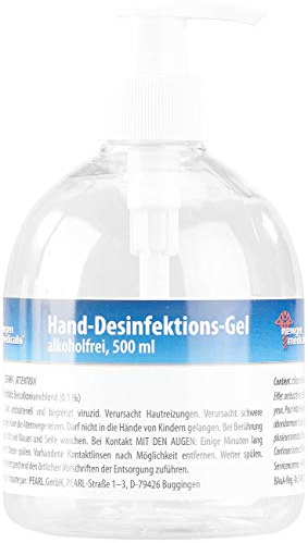 newgen medicals Handgel: Hand-Desinfektions-Gel in Spender-Flasche, alkoholfrei, 500 ml (Desinfektion-Spenderflaschen, Desinfektionsmittel Gel, Handgepäck)