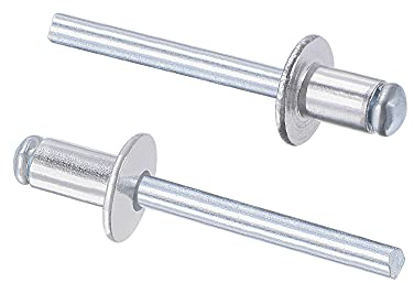 sourcing map 100 Stk. Blindnieten Aluminium Zugnieten Kerndekorationsnieten 6mm Durchm. 10mm Grifflänge Silber