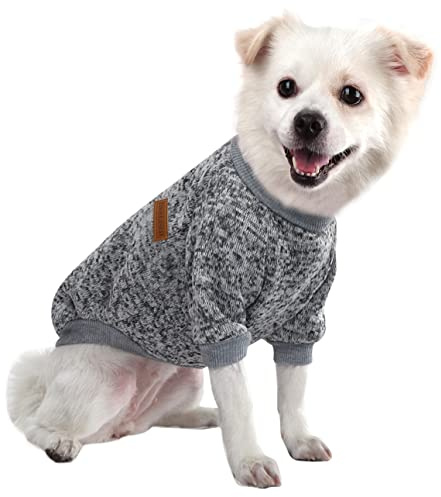 HuaLiSiJi Pull Chien Petite Taille Pull-Overs pour Chiens Sweat pour Chien Pull pour Chihuahua, Chaud et Léger, Texture Douce, élastique Facile à Porter, Couleurs Vives (Small, Gris)
