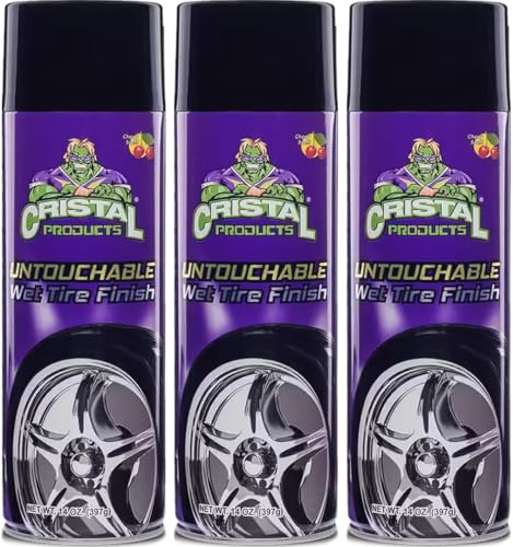 Cristal Products Untouchable Tire Shine Spray – Long-Lasting Wet Tire Finish for Deep Gloss & Protection – Waterproof Tire Shine, Easy Application, Premium Tire Cleaner Shine