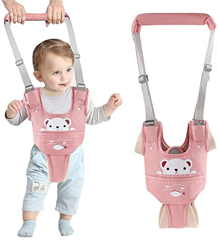 IULONEE Ajustable Arnés de Seguridad para Caminar Bebé Asistente Arnés con Entrepierna Desmontable Toddler Walking Assistant Transpirable Bebés Ayudante para Niños 9-24 Meses (Rosa)