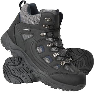 Mountain Warehouse Adventurer Mens Waterproof Boots - IsoDry Shoes with Synthetic Upper, Mesh Lining, Deep Lugs & EVA Cushioning - Spring Summer, Hiking & Outdoors Black Adult Shoe Size 7.5