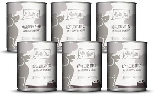MjAMjAM - Cibo umido premium per cani - delizioso cavallo con zucca al vapore, confezione da 6 (6 x 800g), senza cereali con carne extra