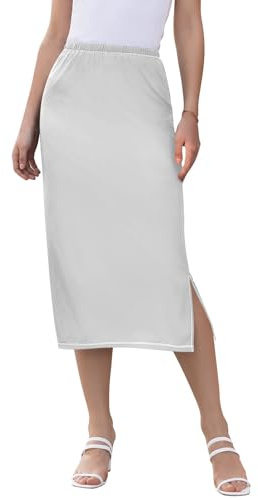 Black - Falda midi para mujer, sin cierre, con abertura lateral, parte inferior activa, talla S, Gris,claro, S