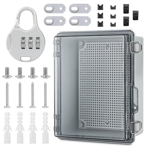 Abzweigdose Wasserdicht IP66, Abschließbare Abzweigkasten, Verteilerdose Außen Wasserdicht Transparentes, für Schutz von Steckdosen (220 × 170 × 110 mm)