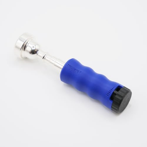 Trumpet Mouthpiece Buzzing Practice Tool – Anywhere Practice & Warm-up – One-Touch Adjustable Resistance - BRASS BUZZ TRAINER (Blue)