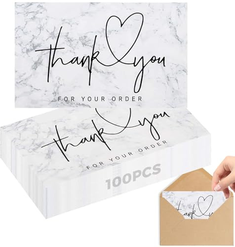 FLZONHUT Tarjetas de Agradecimiento,100 Piezas Tarjetas Interiores en Blanco Tarjetas de Visita Thank You Cards Small Business Tarjetas para Escribir Bloc para al Mensaje Graffiti 9 x 5.4cm