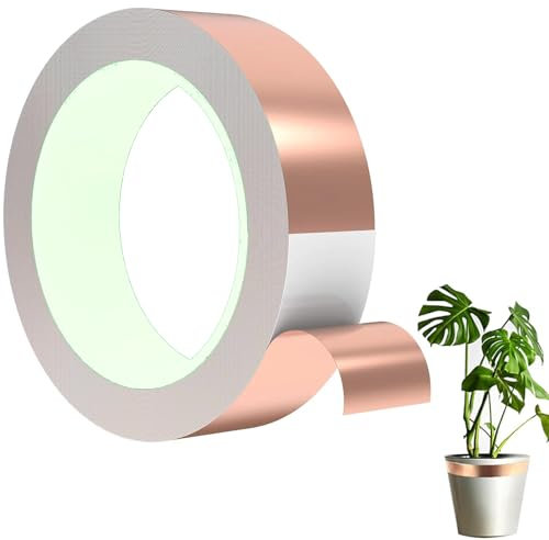 JCUQGDOO Bande de cuivre - 50 mm x 20 m - Autocollant - Protection efficace contre les limaces et les escargots - Avec revêtement en cuivre durable - Pour plantes surélevées, clôture anti-limaces et