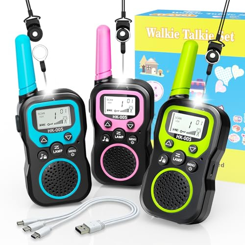 WITPAW Walkie Talkies Kids,Toys Gifts for 6 7 8 9 10 11 12 Year Old Boys Girls,Rechargeable Walkie Talkies for Kids with 3-in-1 USB Charging Cable for Outdoor Adventure Camping Hiking