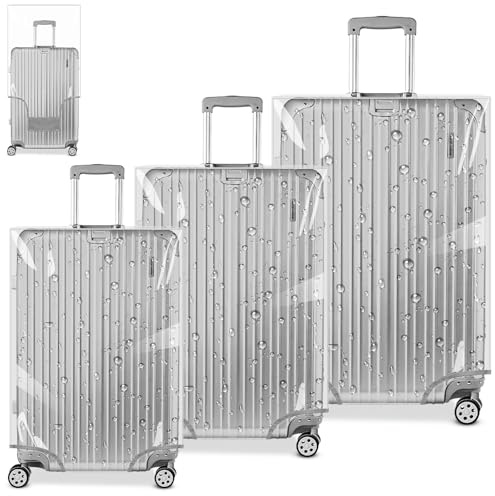 Yotako 3PCS Suitcase Cover Full Clear 20 24 28 Inch - PVC Luggage Covers for Suitcases
