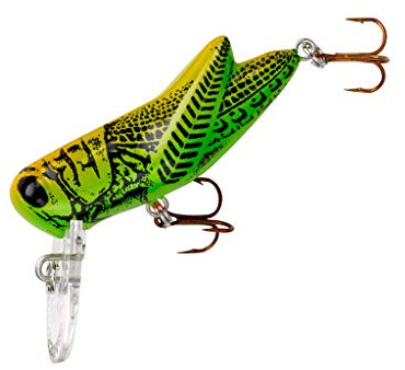 Rebel Lures Crickhopper Cricket / Grasshopper Crankbait Fishing Lure, 1 1/2 Inch, 1/4 Ounce, Green Grasshopper, Crickhopper (3/32 oz)