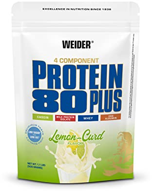 WEIDER Protein 80 Plus Mehrkomponenten Protein Pulver, Eiweißpulver für cremige, unverschämt leckere Eiweiß Shakes, Kombination aus Whey, Casein, Milchprotein-Isolat & Ei-Protein, Citro-Quark, 500g