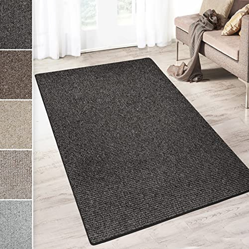 casa pura Tappeto passatoia Carlton, in Tessuto Piatto, Motivo discreto, Disponibile in Diverse Misure, Come Runner da Cucina, corridoio (Antracite, 100 x 200 cm)